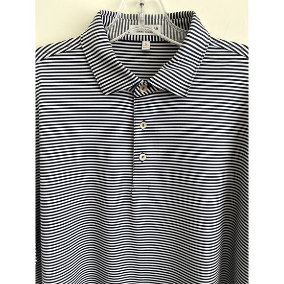 Peter Millar Sz L Golf Polo Black Stripe Summer Comfort Wicking Stretch Active - Picture 1 of 12